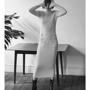 Zara ribbed knit cream pencil skirt size medium